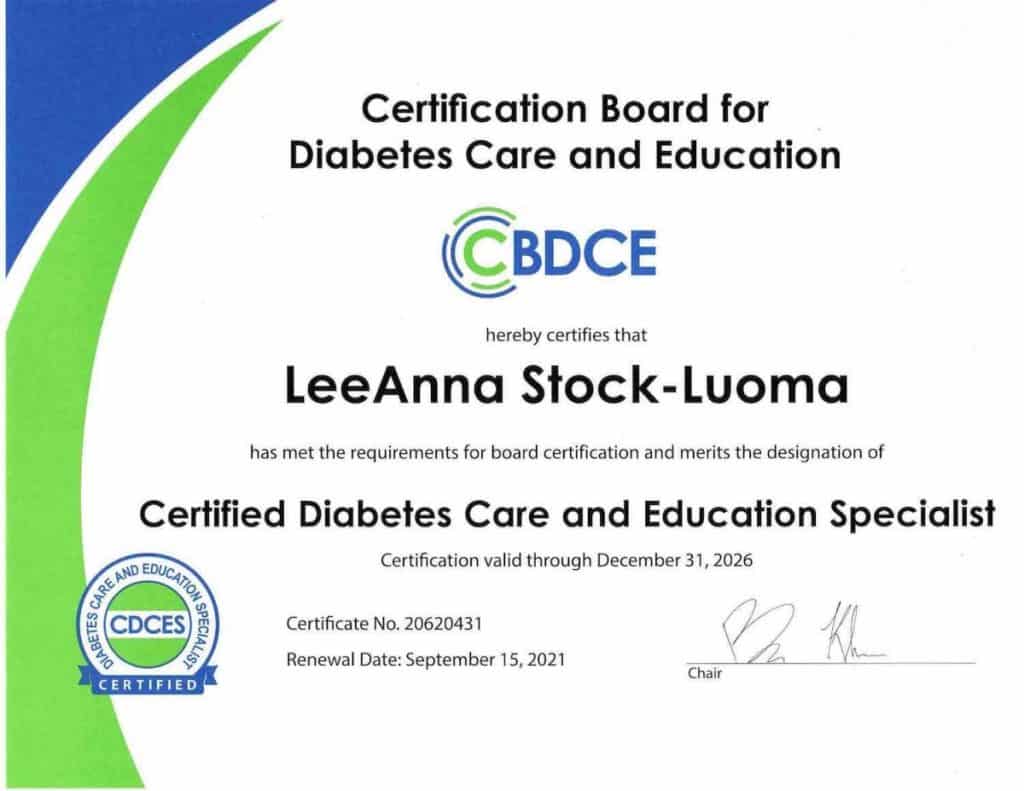 certified diabetes care and education specialist